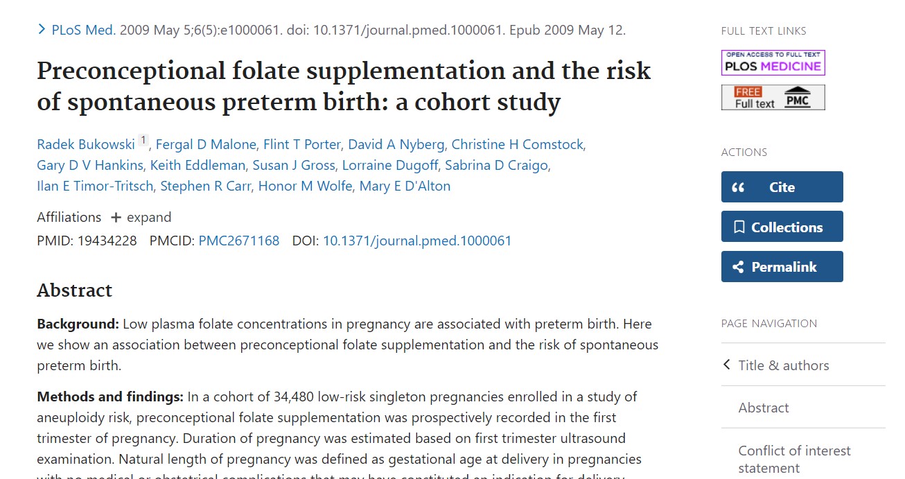 Pigilan ang Neural Tube Defects? Isang Cohort Study ng 34,000 Buntis na Babae: Ang pagdaragdag ng 1 Taon nang Paunang Makabawas sa Kusang Preterm na Panganib sa Panganganak ng 50%